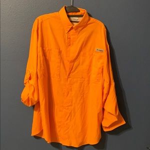 Orange Colombia Button Down Fishing Shirt